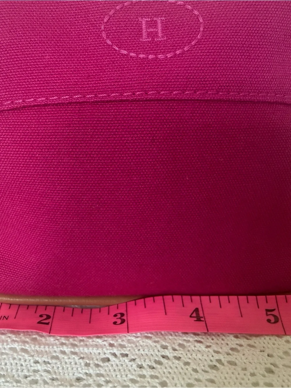 Hermes Hot Pink Canvas Cosmetic Pouch with H